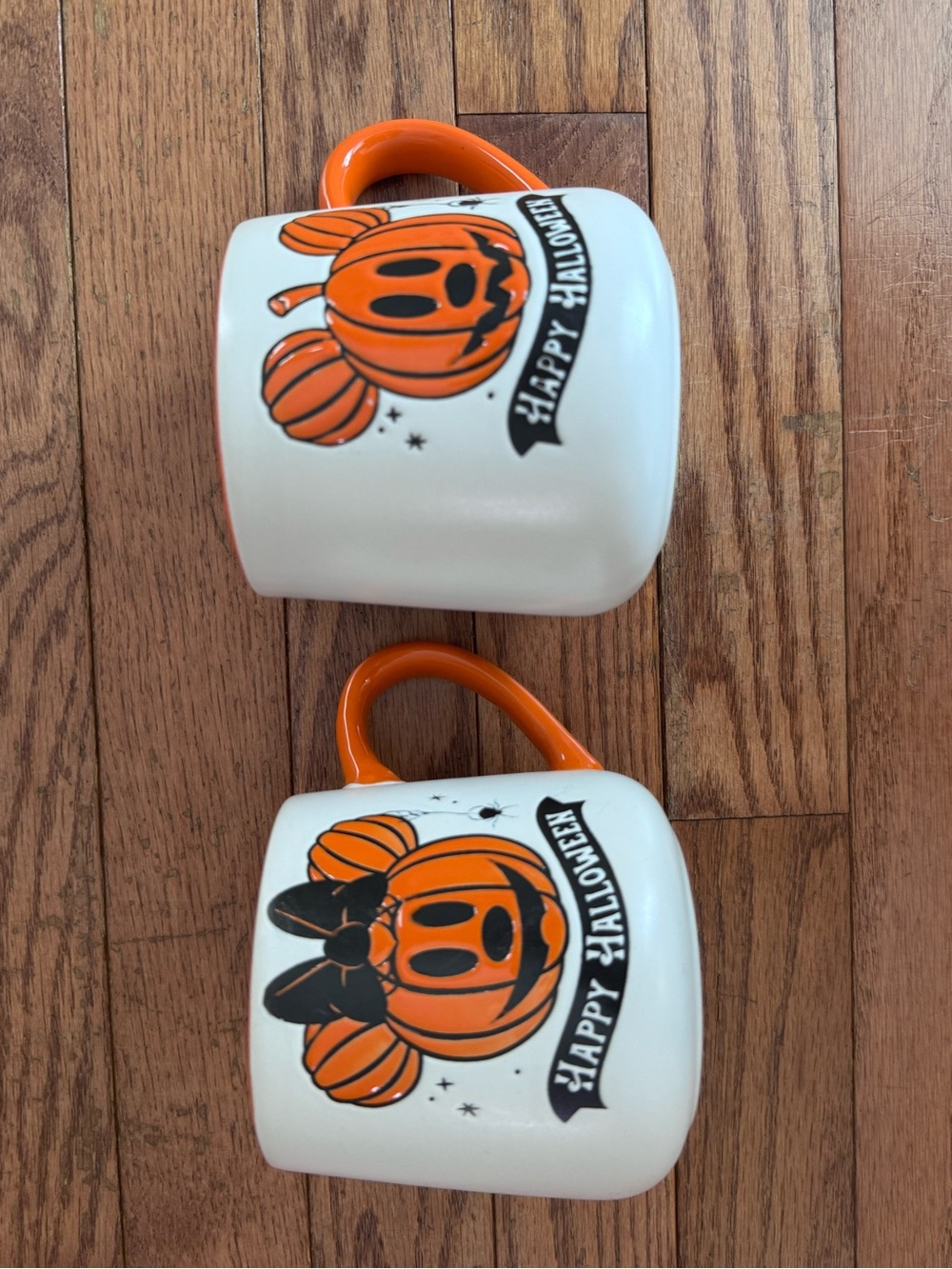 Disney White Ceramic Halloween Pumpkin Mug with Orange Handle